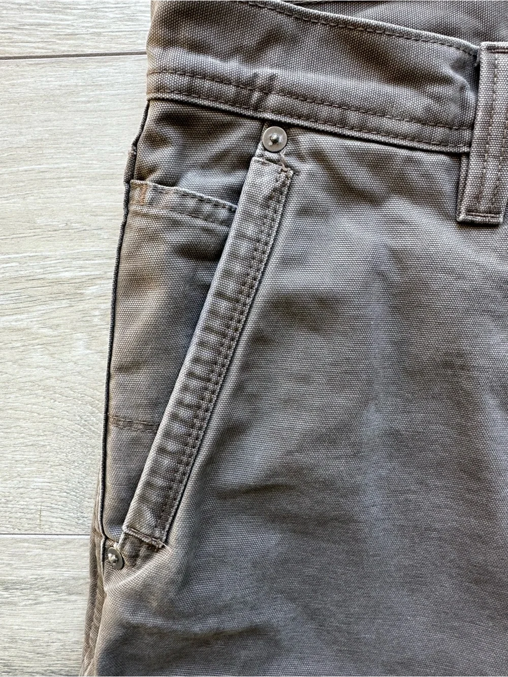Eddie Bauer Fleece Lined Canvas Work Pants 34x32 Brown Carpenter Utility